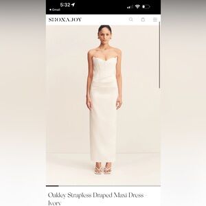 Shona Joy Oakley Strapless Draped Maxi Dress - Ivory